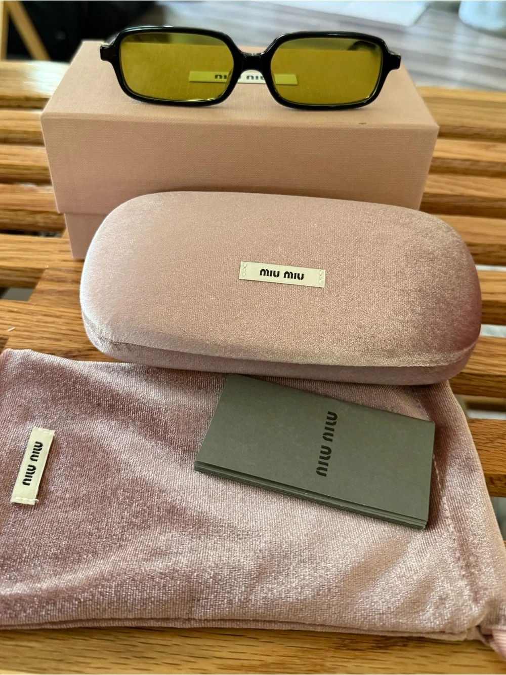 New! Miu Miu Small Frame Sunglasses with Green Lenses